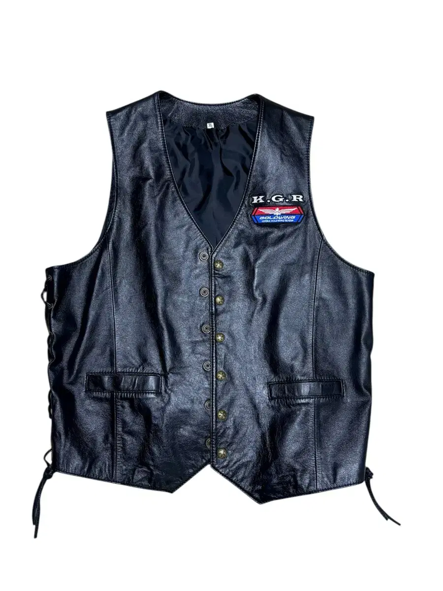 Honda Western Vest Leather Jacket Eyelet Patchwork Biker Vest