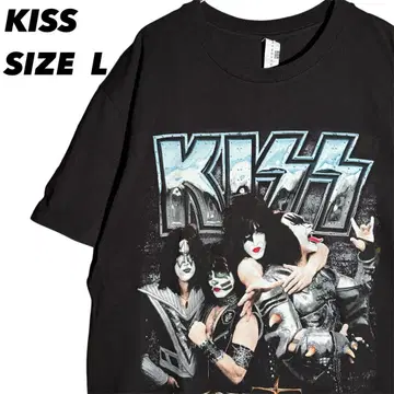 KISS 티셔츠 L 블랙 밴딩 티셔츠 밴 티 키스 티셔츠