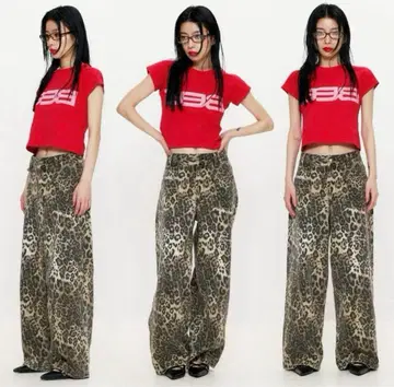 BEEDEN LEOPARD PRINT WIDE STRAIGHT 레오파드