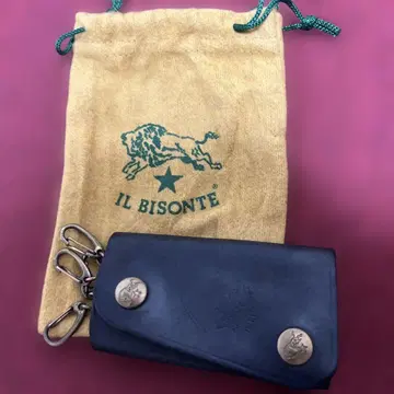 IL BISONTE 블랙 가죽 키케이스