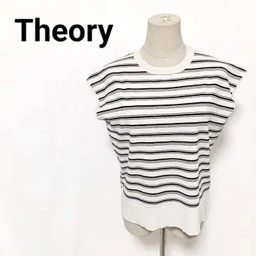 Theory 띠어리 22SS 컴팩트 크레이프 보더 니트 탑