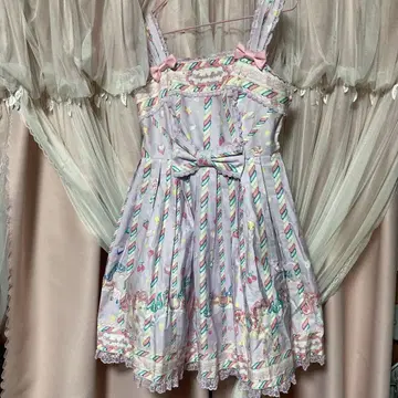 Angelic Pretty 슈가리 카니발 패턴 오버롤 스커트