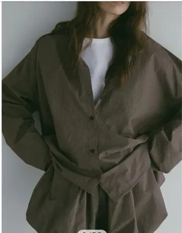 ETRETOKYO 스트라이프 박스 셔츠 브라운  택 포함 새상품