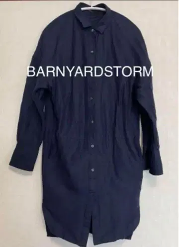 BARNYARD 스톰 네이비 린넨 롱 셔츠