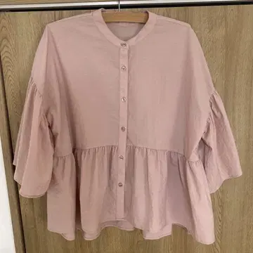 로리즈팜 밴드 카라 셔츠 8S 핑크