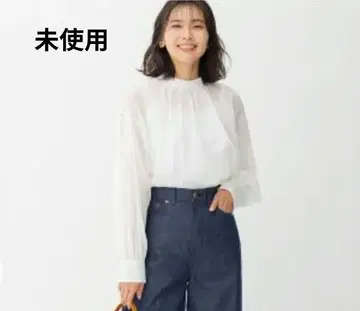 택 포함 미사용 새상품 23구 MORE 게재 시어 코튼 보일 블라우스