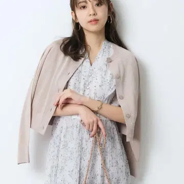 JUSGLITTY 돌먼 시어 가디건 핑크 베이지