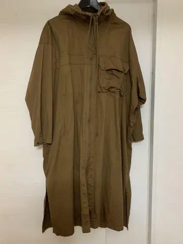 Y's 후드 부착 오버 사이즈 롱 코트 브라운