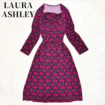 LAURA ASHLEY 올 패턴 꽃무늬 A 라인 스트레치 플레어 원피스
