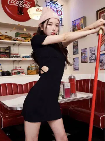 Darich 다리치 디자인 리브 니트 미니 원피스 프리 사이즈