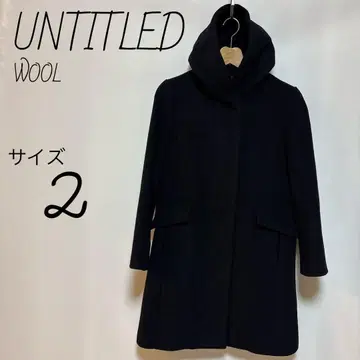 언타이틀 UNTITLED 후데트 울 롱 코트 사이즈 2 블랙