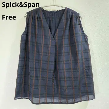 스픽 앤 스팬 슬리브리스 블라우스 체크 네이비 브라운