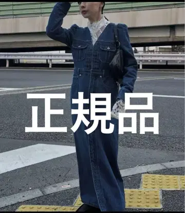 아메리 아도라블 백 리본 데님 드레스