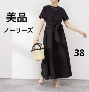 새상품급 노리즈 뷔스티에풍 콤비 원피스 네이비 38