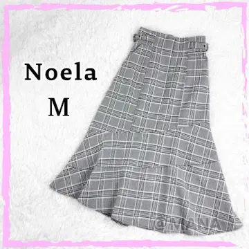 Noela 노엘라 체크 절개 플레어 롱 스커트 M 머메이드