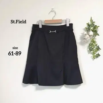센트 필드 정장 플레어 스커트 스트라이프 그레이 오피스 비즈니스