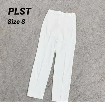 PLST 플라스테 린넨 블렌드 팬츠 화이트 캐주얼 오피스 S 린넨 혼방