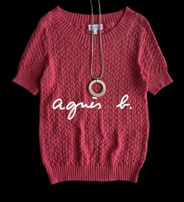 에네스베agnes b. 예쁜 색상 보트넥 케이블 짜임 썸머 니트 핑크