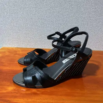 다이애나 샌들 웨지솔 23.5cm 블랙 블랙