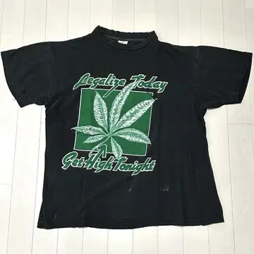 80s 90s Legalize Today 빈티지 티셔츠 블랙 페이드