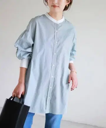 SLOBE IENA 볼륨 슬리브 밴드 카라 블라우스