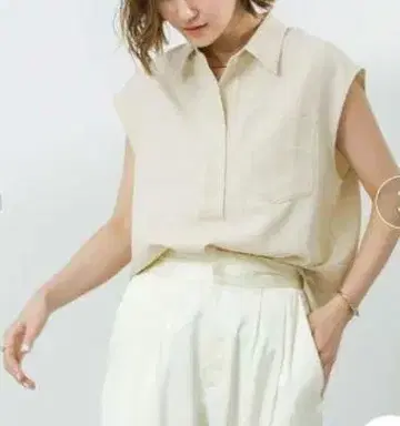린넨 같은 프렌치 슬리브 스키퍼 블라우스 아이보리