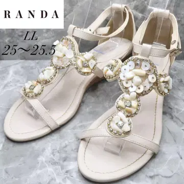 RANDA 란다 쉘 & 비쥬 코르크 웨지 샌들 화이트 25 25.5
