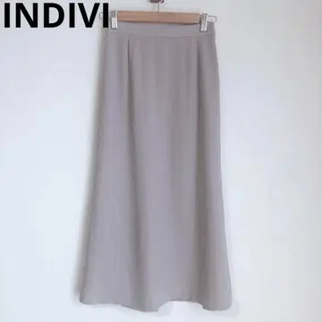 인디비 플레어 스커트 롱 기장 슬림 심플 오피스 그레이 XS