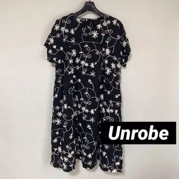 Unrobe 언로브 튜닉 원피스 자수 블랙 DMW