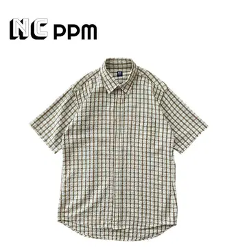 NC PPM 시어서커 체크 코튼 셔츠 반팔