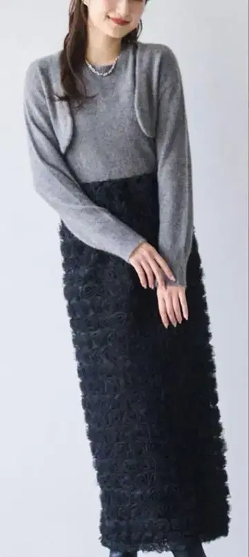 코코딜 3D 플라워 스커트 블랙