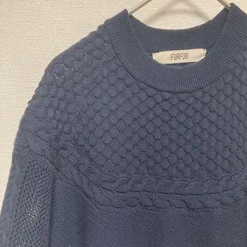FURFUR 네이비 긴팔 니트 레이온&폴리