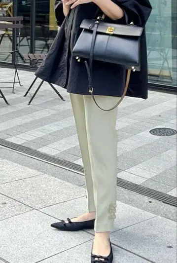 fitmore 핏모어 밑단 리본 스트레이트 팬츠 리본 팬츠 완판