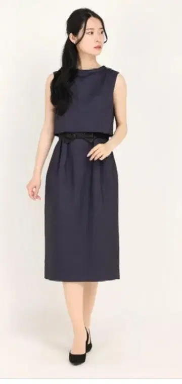 미사용 새상품 스트로베리 필드 그레이스 네오 샨탄 드레스 네이비