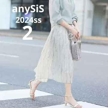 anySiS 플리츠 마블 프린트 스커트만 사이즈 2