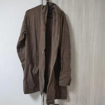브라운 울 혼방 가디건
