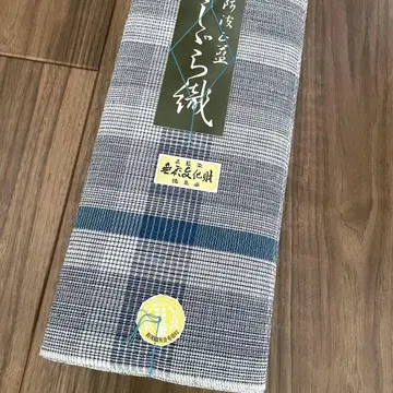 블루 계열 격자 무늬 아와 네이비 나염 시지라 직물 옷감