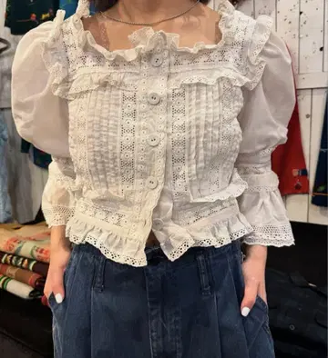 코튼 블라우스 빈티지 블라우스