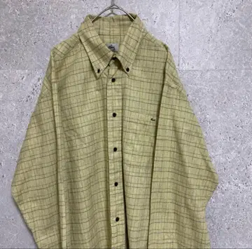 90S 라코스테 lacoste 남성용 체크 셔츠 구제 의류 긴팔 자수