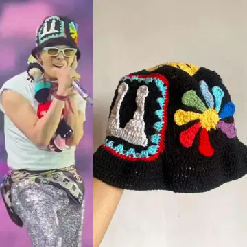 지용 착용 니트 모자 버킷 햇 GD 지드래곤 라이브 핸드메이드