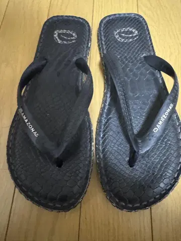 새상품급/소가죽 사용/브라질산/AMAZONAS 비치샌들/블랙/26cm