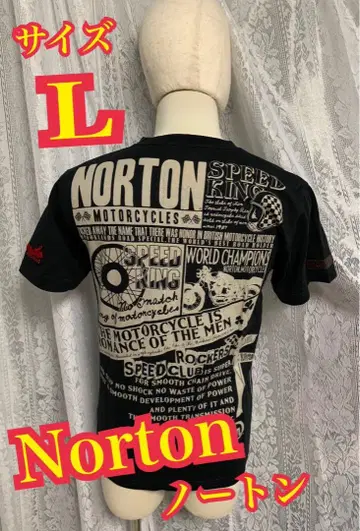 Norton 노턴 반팔 티셔츠 바이커 블랙 L 사이즈