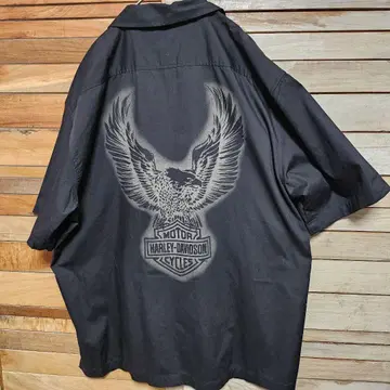 할리 데이비슨 반팔 워크 셔츠 2XL 블랙 검정 레어 모델