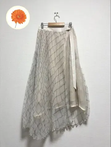 S 31 sons de mode 플리츠 롱 스커트 체크 밴딩