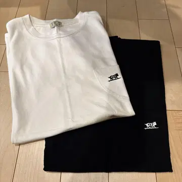 TES 화이트 블랙 티셔츠 L 사이즈 포켓 부착 2개 세트