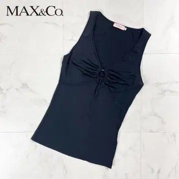 MAX&Co. 프론트 셔링 디자인 티셔츠 블랙 사이즈 S*CD921