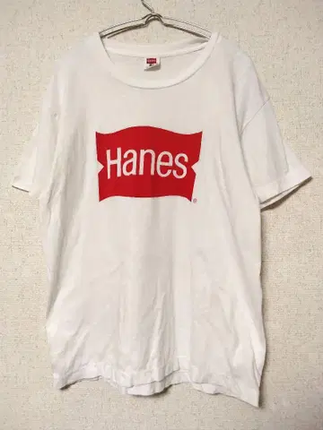 Hanes 헤인즈 빅 로고 회사명 티셔츠 M 화이트 미국