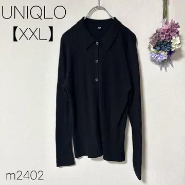 유니클로 엑스트라 파인 메리노 리브 폴로 가디건 블랙 [2XL]