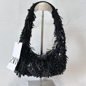 ZARA 비쥬 비즈 밴딩 백 파티 백 블랙 검정 택 포함