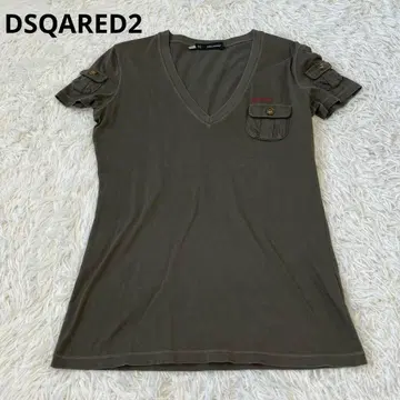 DSQARED2 디스퀘어드 티셔츠 밀리터리 V넥 카키
